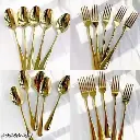 🍽️ Classy Stainless Steel Gold Spoon & Fork Set – 12 PCS Luxury Tableware