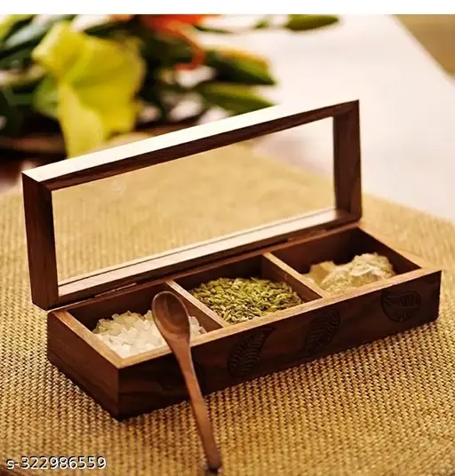 🌿 Wooden Spice Treasury – Exquisite Handcrafted Spice Box