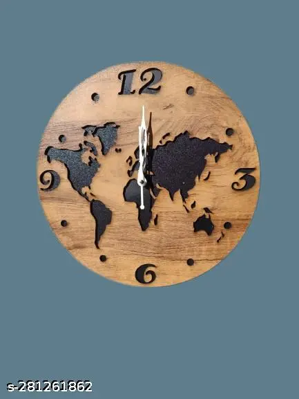 🌍 World Map MDF Wooden Wall Clock