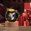 3D Horse Crystal Ball Night Lamp with Wooden LED