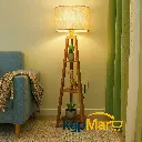 Jute Shade Italian Wooden Corner Tripod Floor