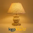 Whitewash Distressed Wooden Table Lamp with Jute Shade –