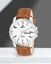 Rishox Day n Date Men’s Leather Analog Watch