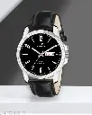 Day n Date Series Men's Black Leather Analog Watch