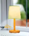 Pinewood Table Lamp with Green Fabric Linen Shade