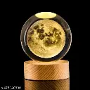 3D Solar System Crystal Ball Night Lamp – Colorful LED Wooden Base |