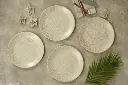 White & Gold Line Melamine Dinner Plates