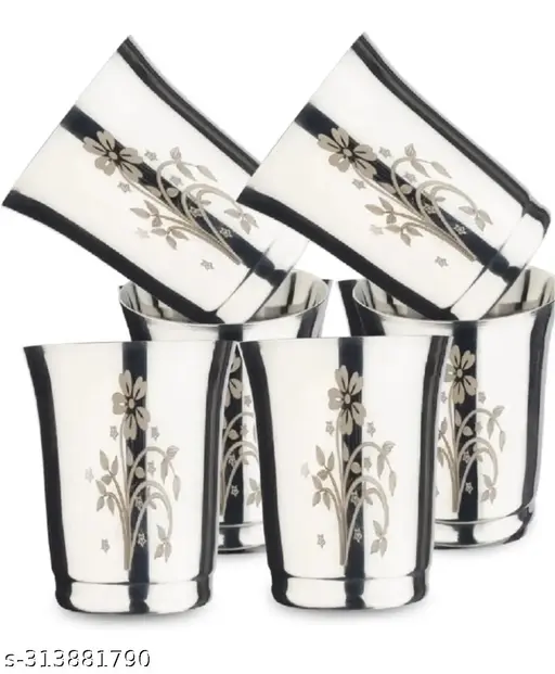 Laser Print Stainless Steel Water Glass Set
