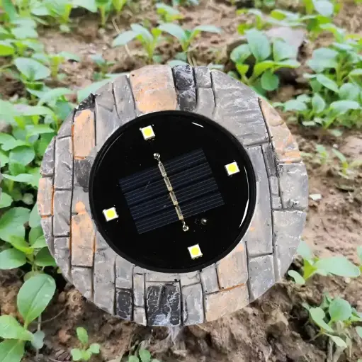 🌞 Stone Finish Solar Disk Lights (2 Pc Set)