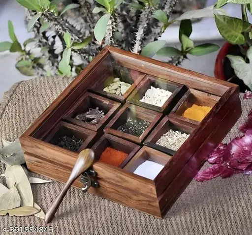 🌿 TOUCHWOOD ARTS Handcrafted Sheesham Wooden Spice Box
