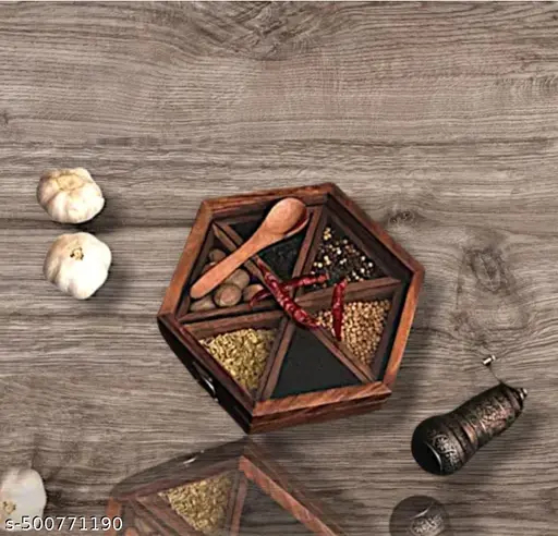 🌿 Sheesham Wood Spice Container with Spoon