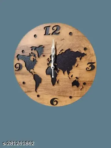 🌍 World Map MDF Wooden Wall Clock
