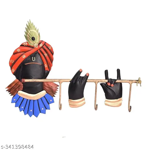 🎵 Metal Krishna Bansuri Wall Key Hanger