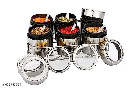 🪔 KGPMart 6-in-1 Stainless Steel Masala Dabba