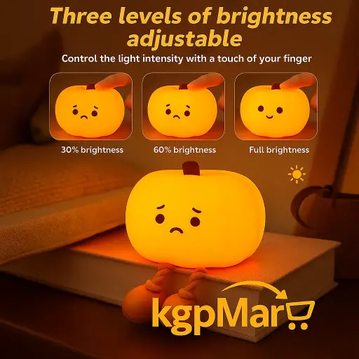 🎃 Cute Pumpkin Night Light – Soft Silicone, Dimmable & Rechargeable