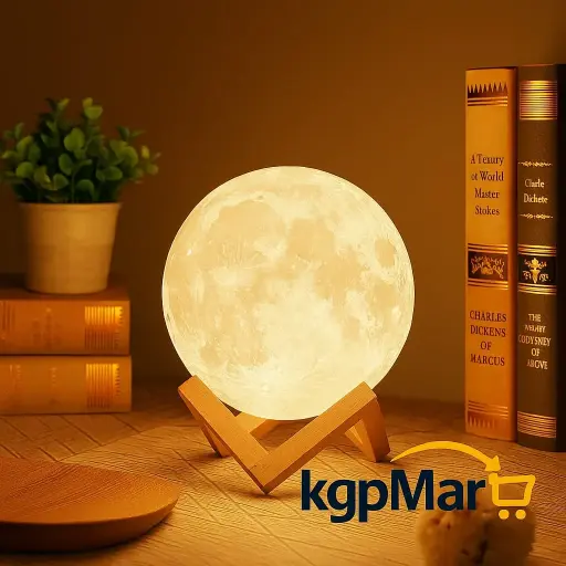 🌕 KGPMART 3D Moon Lamp – 7 Color Changing Night