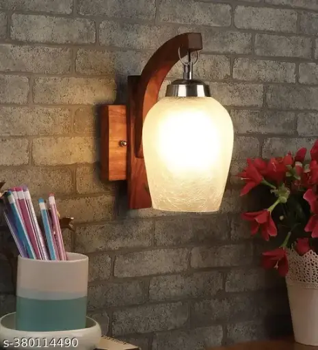 🌟 KGPMART Wooden Wall Light Sconce with Glass Shade
