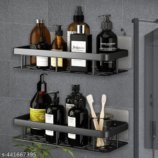 Ecomology 2-Piece Carbon Steel Wall Shelf Set Adhesive