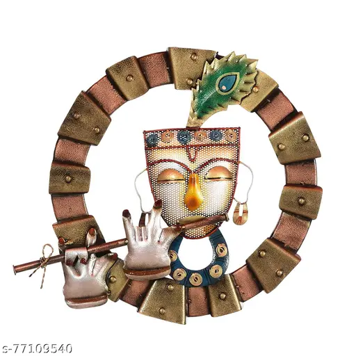 Metal Lord Krishna Wall Mounted & Hanging Art Decor