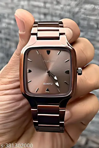 Voguish Men’s Square Dial Stainless Steel Analog Watch RoseGold