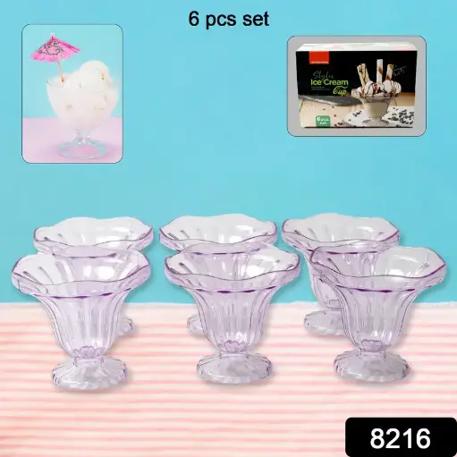 🍨 Crystal Tulip Dessert Bowls – Set of 6