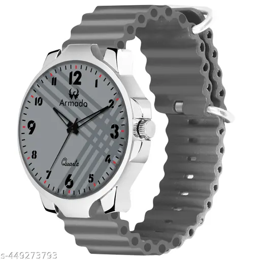 1530-Grey Cross Strap Analog Watch for Men & Boys