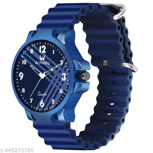 1528-Blue Cross Strap Analog Watch for Men & Boys
