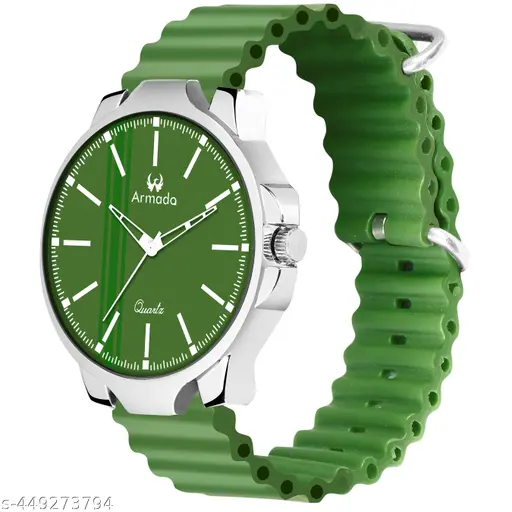1533-Olive Green Strap Analog Watch for Men & Boys: Effortless Style and Durability