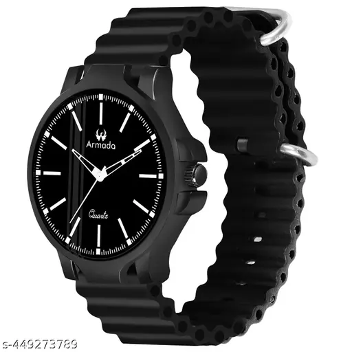 1535-Black Strap Analog Watch for Men & Boys: Timeless Elegance in Every Tick