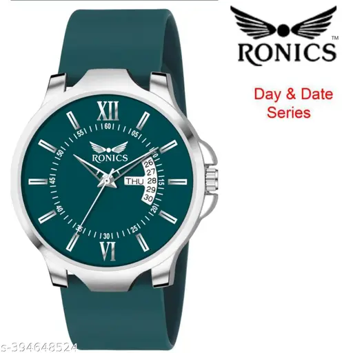 Ronics Green Dial, Green Strap Antique 2.0 Day & Date Silicone Strap