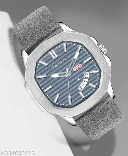LimeStone 3D Dial Vintage Day and Date Functioning Boys - Grey