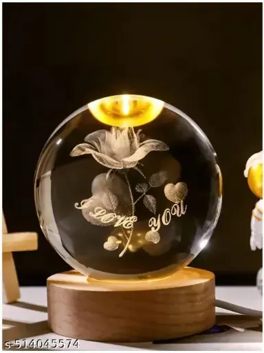 3D Love Rose Crystal Ball Lamp