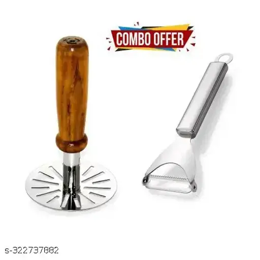 Stainless Steel Y Peeler & Wooden Masher